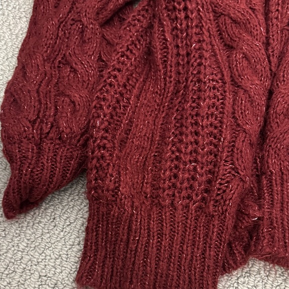Forever 21 Maroon Cable Knit Cardigan - Picture 2 of 3